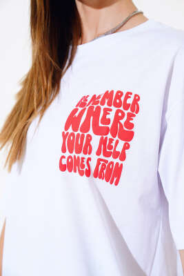 Remember Baskılı T-shirt Beyaz - Yeni Giyim