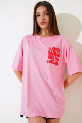 Remember Baskılı T-shirt Pembe 
