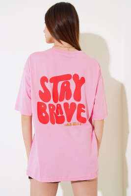 Remember Baskılı T-shirt Pembe - Yeni Giyim