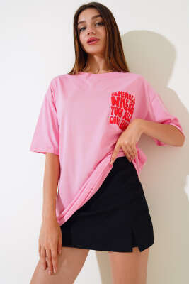 Remember Baskılı T-shirt Pembe - Yeni Giyim