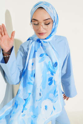 Retro Rose Desen Şal Bebe Mavi