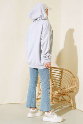 Şardonlu Oversize Hırka Gri - Hırka