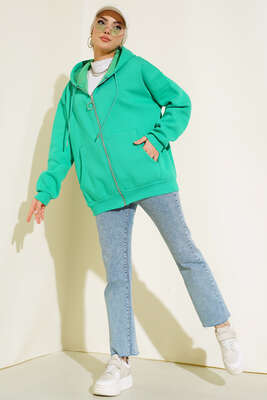 Şardonlu Oversize Hırka Mint - Hırka
