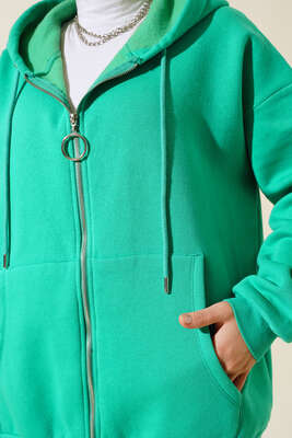 Şardonlu Oversize Hırka Mint - Hırka
