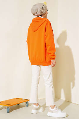 Şardonlu Oversize Hırka Oranj - Hırka