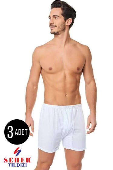 Seher Yıldızı 3'lü Erkek Arjantin Beyaz - Erkek Boxer
