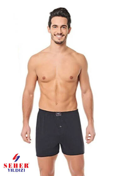 Seher Yıldızı Düz Boxer Füme - Erkek Boxer