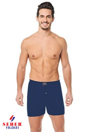 Seher Yıldızı Düz Boxer Lacivert - Erkek Boxer