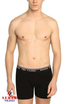 Seher Yıldızı Erkek Elastan Boxer Siyah - SEHER