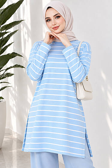 Şeritli Tunik Bebe Mavi - Tunik