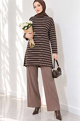 Şeritli Tunik Kahve - 100-300 TL Ürünler