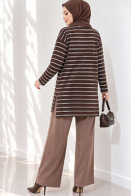 Şeritli Tunik Kahve - 100-300 TL Ürünler