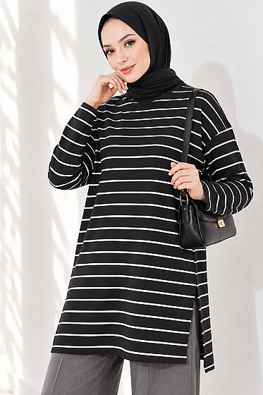 Şeritli Tunik Siyah - 100-300 TL Ürünler