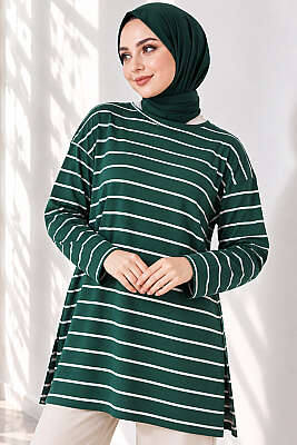 Şeritli Tunik Zümrüt Yeşili - 100-300 TL Ürünler