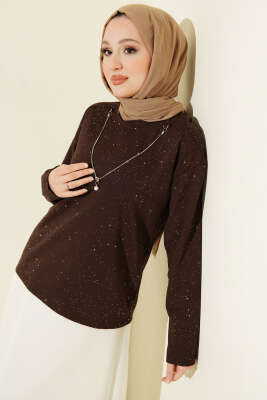 Sim Detaylı Loyşa Bluz Kahve - DİVON