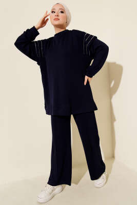 Sıra Taş Detaylı Loyşa İkili Takım Lacivert