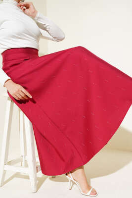 Sıra Taşlı Etek Bordo