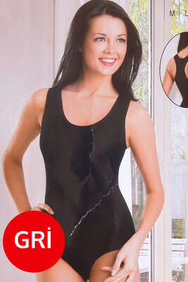Sırtı Rambo Çıtçıtlı Bayan Body Gri - İç Giyim