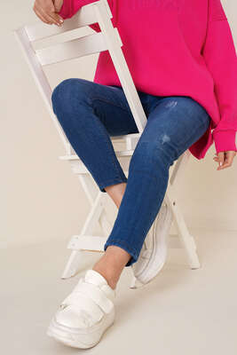 Skinny Jean Pantolon Orta Mavi - AREF