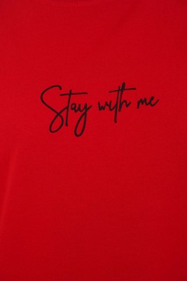 Stay With Me Baskılı Kırmızı Tunik - Tunik