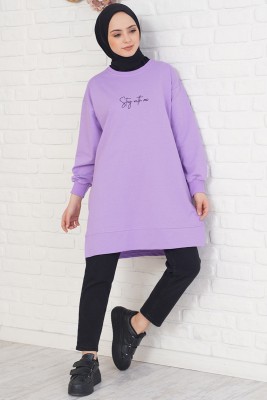 Stay With Me Baskılı Lila Tunik 