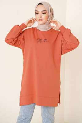 Stay With Me Baskılı Soğan Kabuğu Tunik 