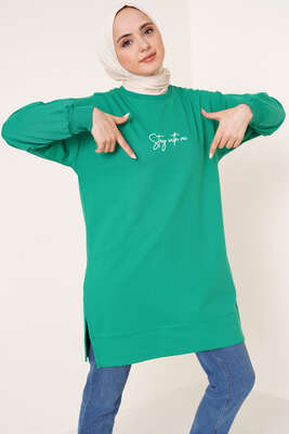 Stay With Me Baskılı Yeşil Tunik 