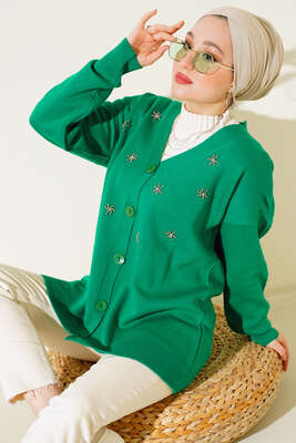 Taşlı Oversize Hırka Benetton - SAGA
