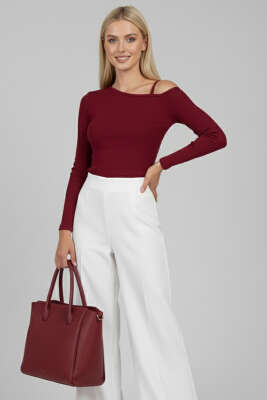 Tek Omuz İpli Bluz Bordo - TİLLE