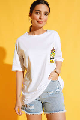 The Bug Araba Baskılı Tshirt Beyaz 