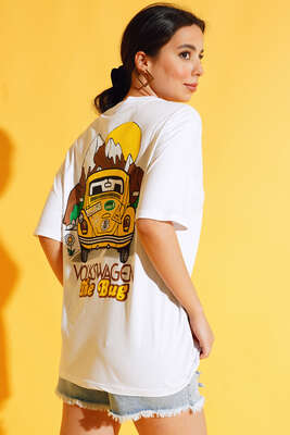 The Bug Araba Baskılı Tshirt Beyaz - Baskılı T-shirt