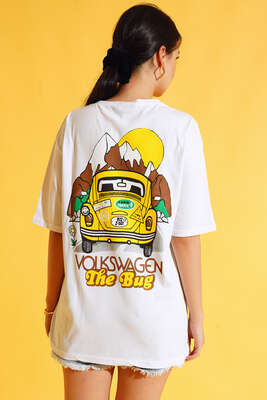 The Bug Araba Baskılı Tshirt Beyaz - Baskılı T-shirt