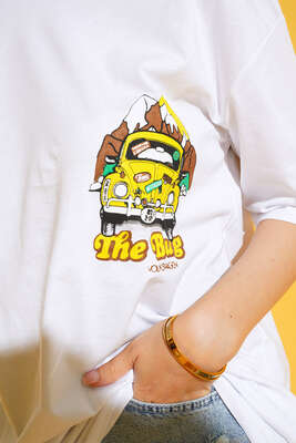 The Bug Araba Baskılı Tshirt Beyaz - Baskılı T-shirt