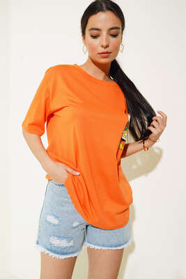 The Bug Araba Baskılı Tshirt Oranj - Baskılı T-shirt