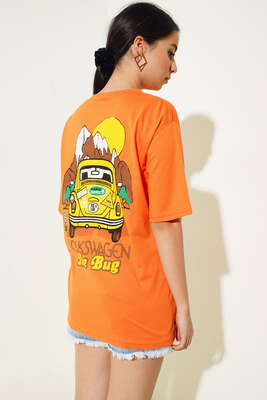 The Bug Araba Baskılı Tshirt Oranj - Baskılı T-shirt