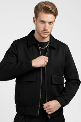Torba Cepli Gabardin Erkek Ceket Siyah 