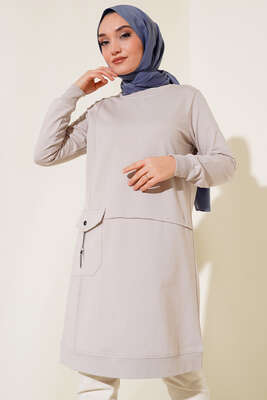 Torba Cepli Zincirli Tunik Gri - Tunik