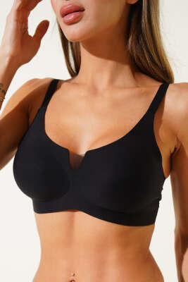 Transparan Detay Sıfır His Ziro Gram Sütyen Siyah - MİSS FELİZ