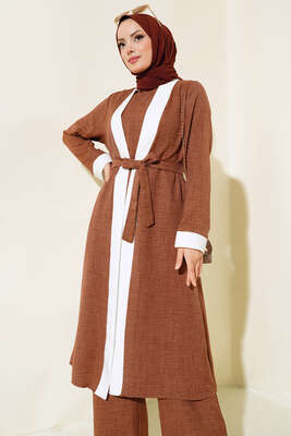 Üçlü Kimono Takım Kahve - İkili Takım
