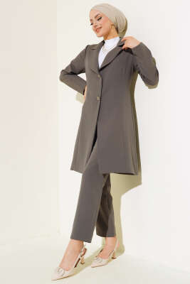 Uzun Ceket İkili Takım Füme - FEVERAN