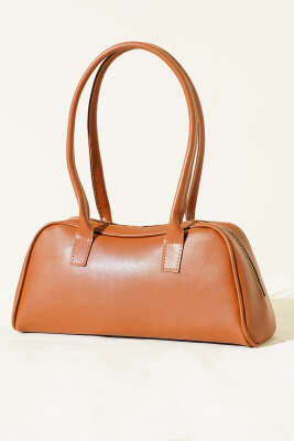 Uzun Kulplu Fermuarlı Baget Çanta Taba - GÜZEL ÇANTA