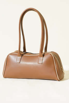 Uzun Kulplu Fermuarlı Baget Çanta Vizon - GÜZEL ÇANTA