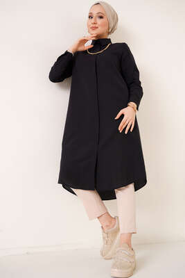 Uzun Model Klasik Yaka Siyah Tunik - Tunik