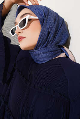 Vintage Motifli Eşarp Saks