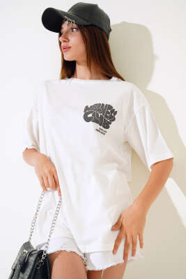 Wellhess Baskılı T-shirt Ekru 