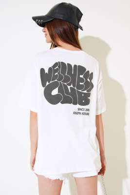 Wellhess Baskılı T-shirt Ekru - Yeni Giyim