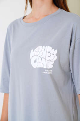 Wellhess Baskılı T-shirt Kayrak Grisi - Yeni Giyim