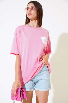 Wellhess Baskılı T-shirt Pembe - Yeni Giyim