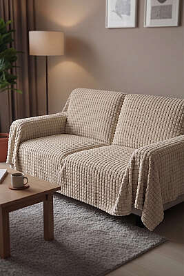 Welsoft Kumaş Koltuk Örtüsü Bej - HOBBY HOME