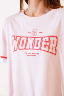 Wonder Baskılı T-Shirt Pembe - Yeni Giyim